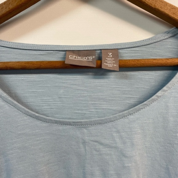 Chicos powder blue 100% cotton crew neck tshirt. With cuffs and silver hardware. - Picture 2 of 4